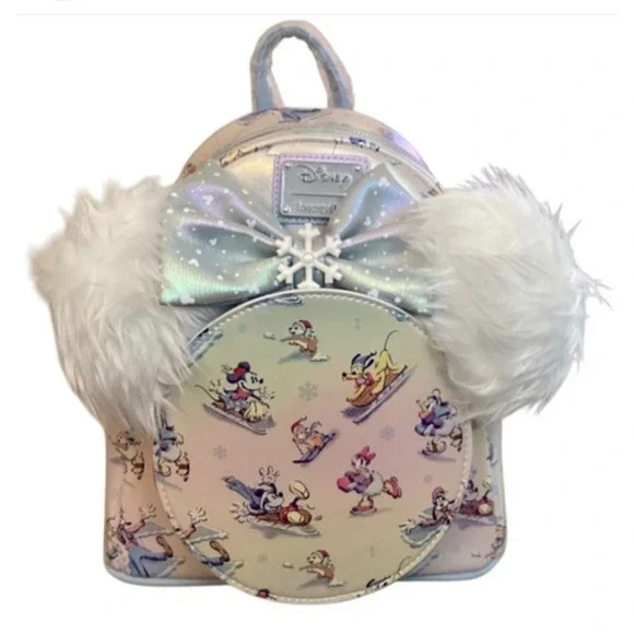 Loungefly Disney Winter Wonderland Mickey Friends Ear Holder Mini Backpack New