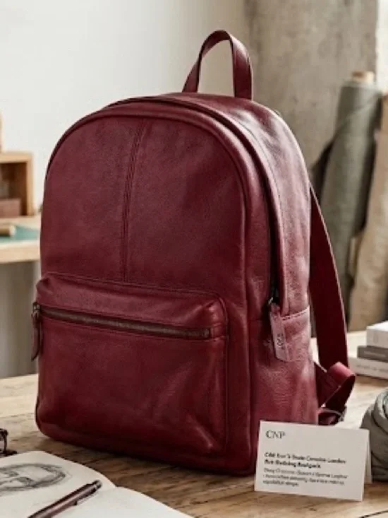 CNP Cut N Paste Genuine Leather Red Book bag Backpack