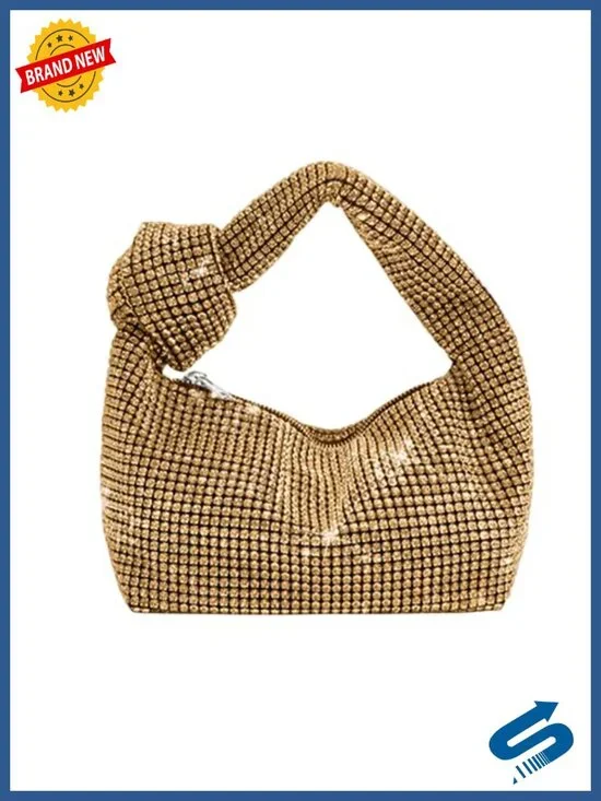 Full Glitter Knotted Hobo Dumpling Bag Evening Clutch Crossbody Bag