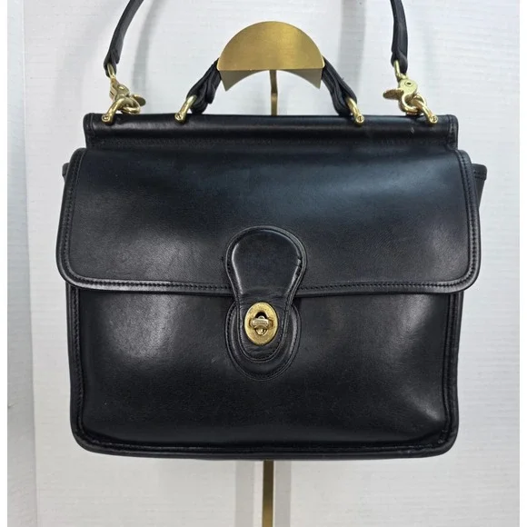 Vintage Coach‎ Willis Black With Brass Hardware K8U-9927 Made In Hungary