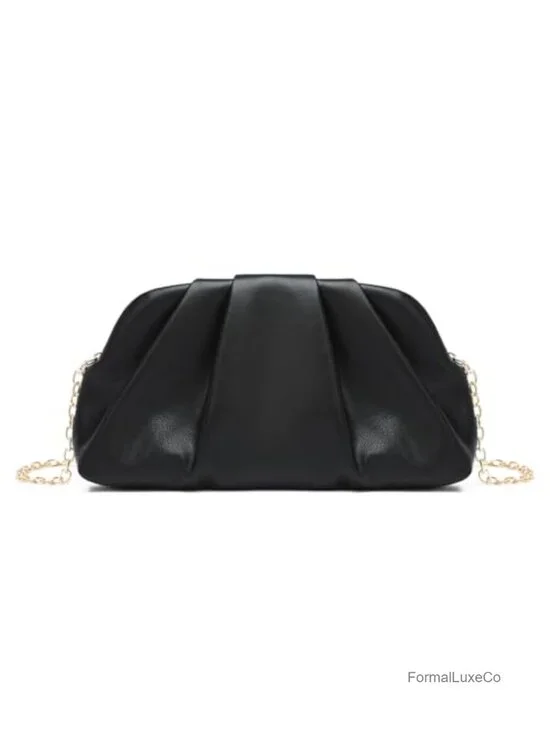 Fashion Cloud Shape Fold Leather Clutch Handbag with Chain
