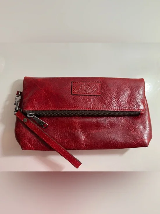 Patricia Nash Red Leather Wristlet Clutch