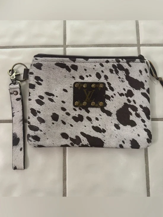 Keep It Gypsy LV Upcycled Cowhide Leather Wristlet Clutch