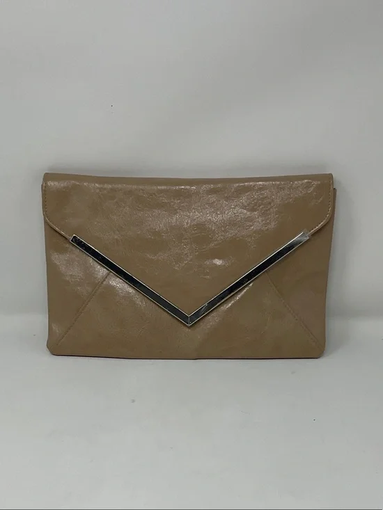 INC International Concepts Tan Envelope Clutch with Silver Trim