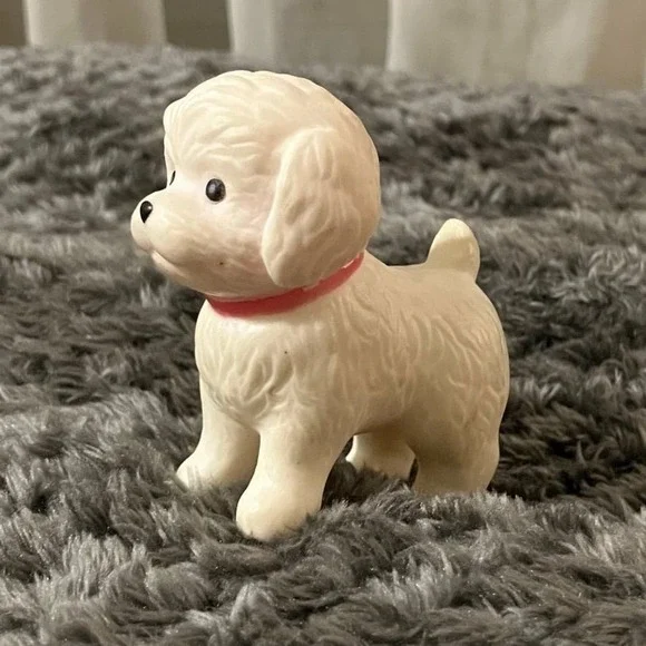 Toysmith Bitty Buddies Farm Fresh Carry-Along Critter white‎ puppy dog figurine