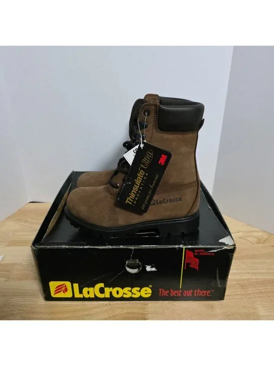 LaCrosse 400G Thinsulate Insulated Work Boots Mens 8 Brown USA Made NIB