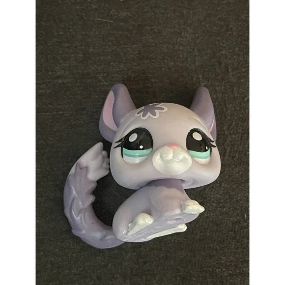 Authentic LPS Littlest Pet Shop #2135 Purple Chinchilla Flower Teal Dot Eyes #2