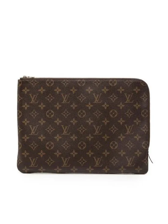 Louis Vuitton Monogram Etui Voyage GM Clutch Brown Fuchsia