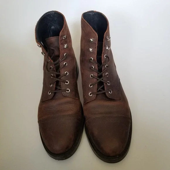 Thursday Boot Co Captain Boots Mens Size 10 Wide Brown Leather Cap Toe Work EUC