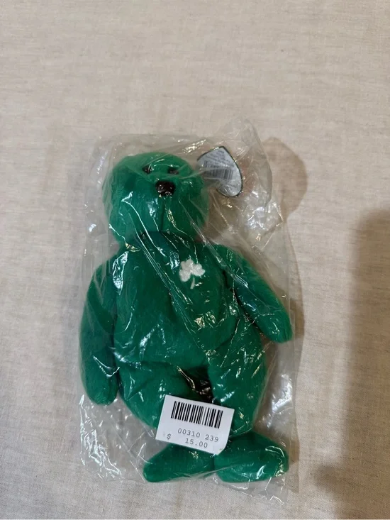 Beanie Baby - Erin - Green Plush Small Pet Toy - Soft Cuddly Comfort