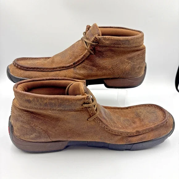 Justin Boots Cappie Chukka Men’s 12M Work Shoes 232 Brown Moc Leather Lace Up