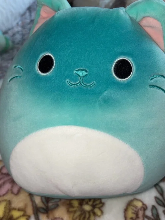 Plush Teal Cat Soft Toy - Small Pets