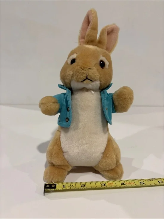 Peter Rabbit Cottontail Bunny Stuffed Animal in Tan and Cream with Teal Jacket