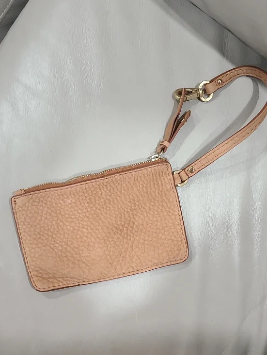 Cole Haan Pebbled Leather Wristlet Clutch in Soft Tan