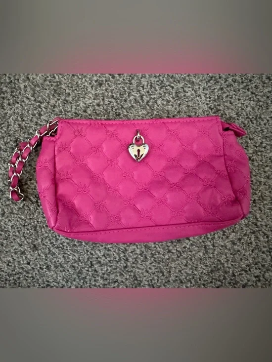 Victoria's Secret Hot Pink Quilted Wristlet with Chain Strap
