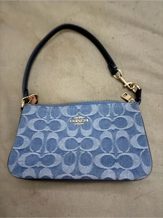 Coach Blue Denim Signature Canvas hand bag