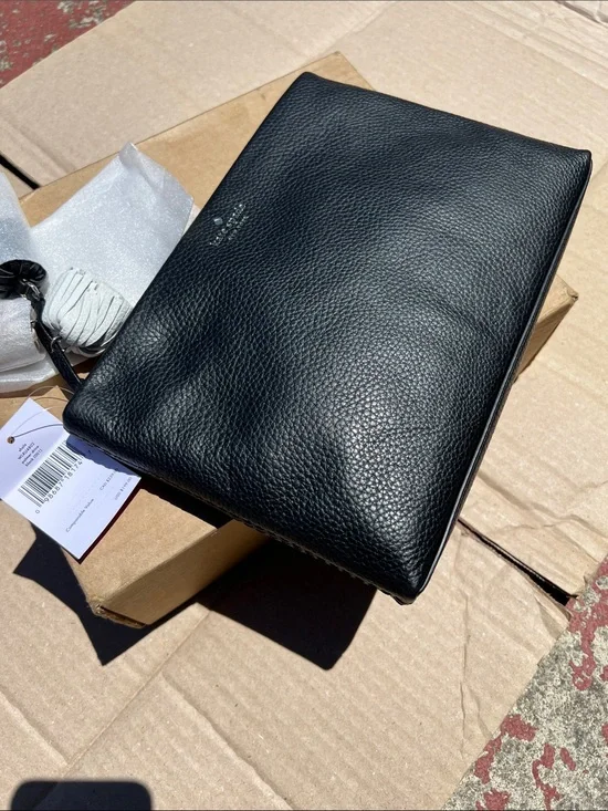 Kate Spade Palmer Drive Shala Black Pebbled Leather Pouch / Clutches