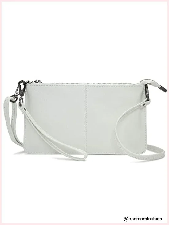 Genuine Leather Envelope Clutch Wristlet Crossbody Bag