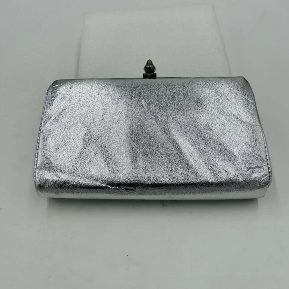 Vintage Evening Handbag Silver Metallic Clutch Purse Wallet Handbag Formal