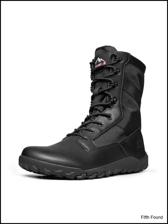 Wide Toe Box Zero Drop Tactical Boots Leather Oxford Fabric Side Zipper Combat