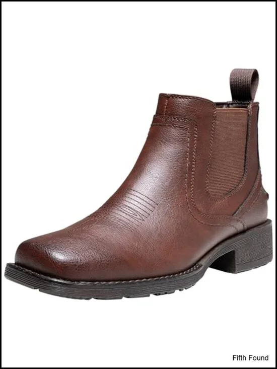 Men's Square Toe Chelsea Boots Slip On Ankle Dress Boots