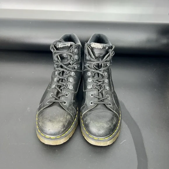 Dr Martens DMs Black Leather Mid Rise Work Biker‎ Boots 10962 Mens US 14