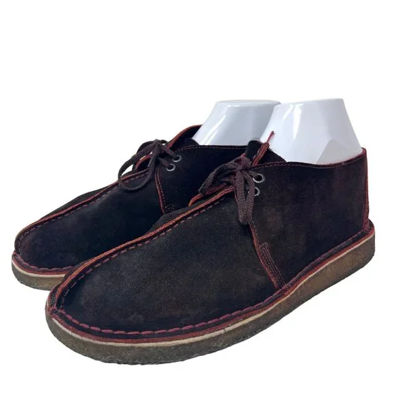 Clark’s Desert Trek Chukka Brown Red  Center Seam Suede Leather Gum Sole Size 12