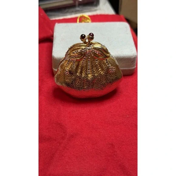 Judith Leiber  Pill Trinket‎ box Strawberry Fruit Swarovski Crystal Gold Vintage