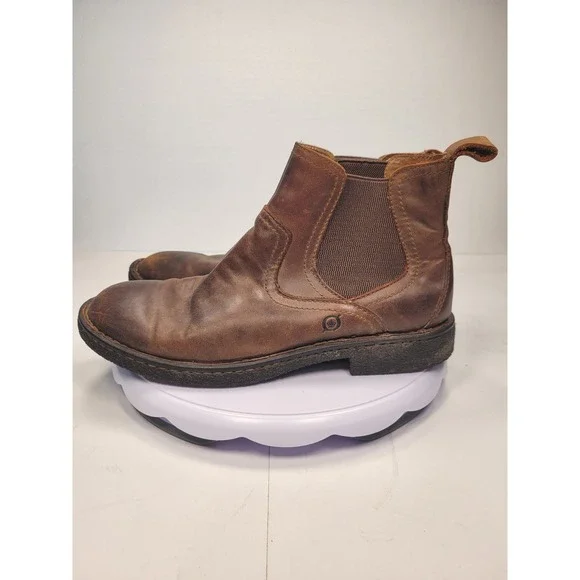 Born Mens Brown Leather Chelsea Boots Distressed Handcrafted M6714 Size 9 42.5