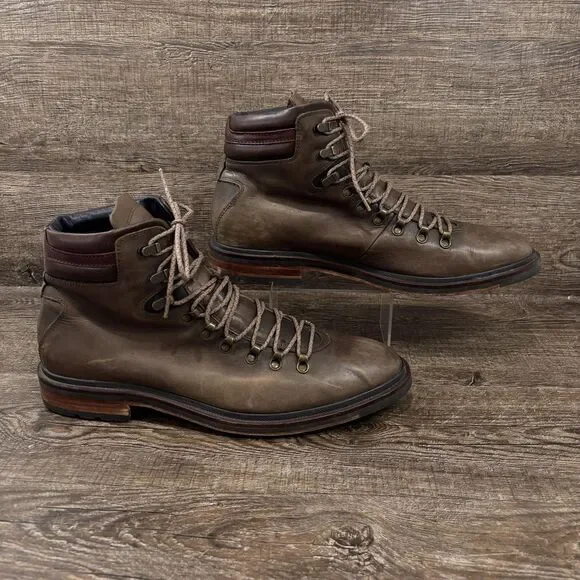 Cole Haan Cranston Hiker Boots Men's 12 Brown Leather Ankle Hiking Rugged