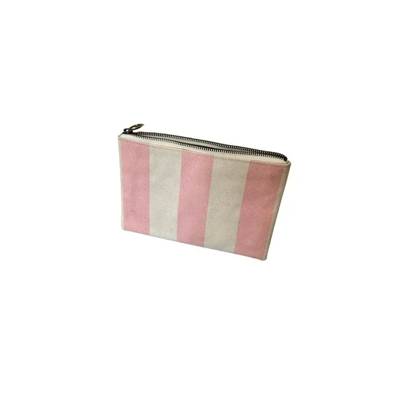 Madewell Pink White Stripe Canvas‎ Clutch