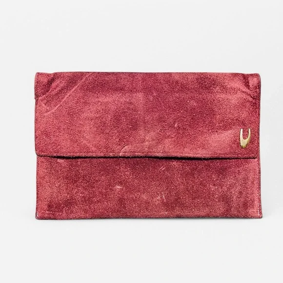 Vintage Shirl Miller USA Burgundy Red‎ Suede Clutch Shoulder Bag Purse