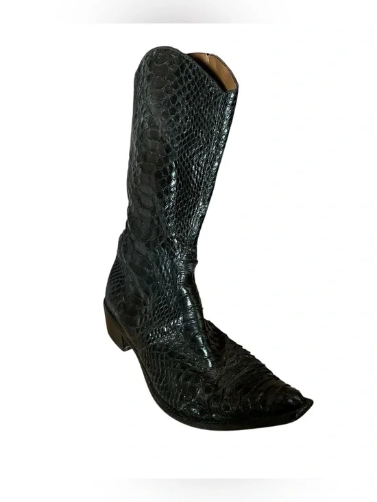 Vintage Python Snake Skin Point Toe Cowboy Boot with Zipper Size 39