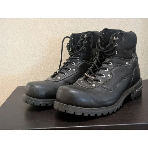 Milwaukee Motorcycle Clothing Co Flex Black Leather Biker Boots MB424 13D