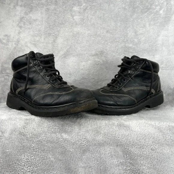 Vintage Dr Martens AW004 Boots 12 Black Leather Made In England Work Lug