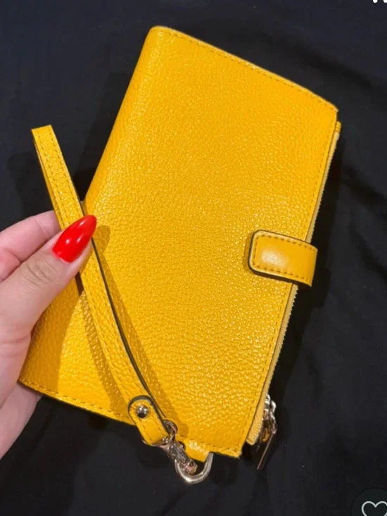 (NWOT) Michael Kors Jet Set Double Zip Wristlet Jasmine Yellow Pebbled Leather