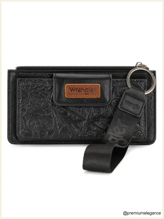 Western Wristlet Wallet with RFID Blocking, Faux Leather, 10 Card Slots