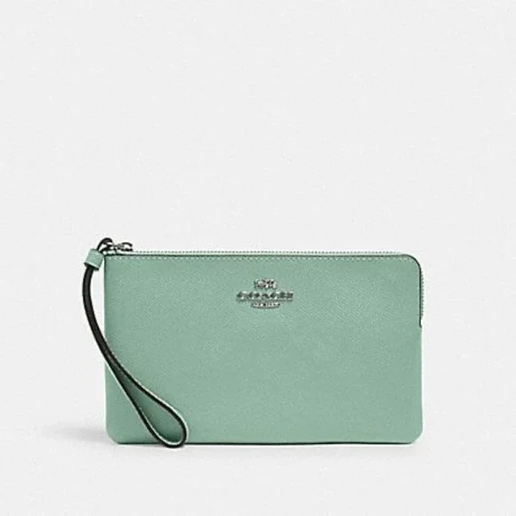 Coach Green Large Corner Zip Wristlet NEW