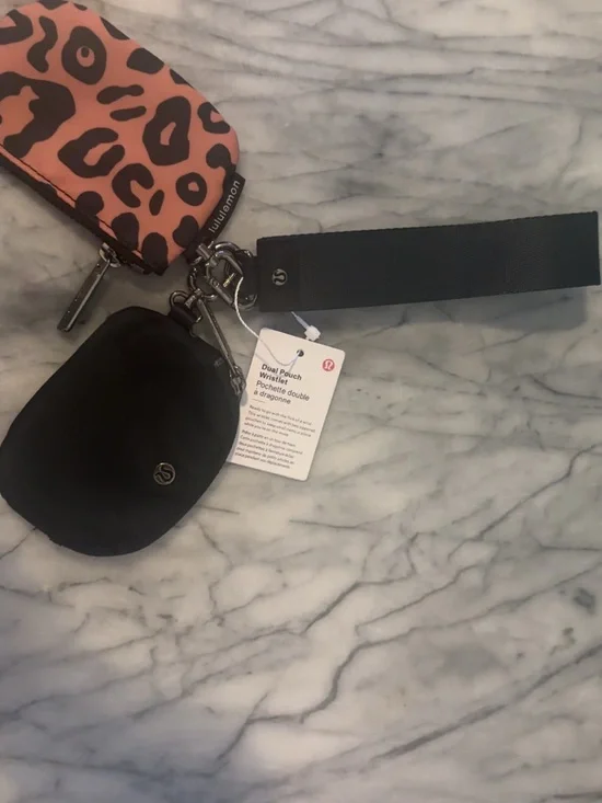 lululemon athletica Dual Pouch Wristlet in Orange Leopard & Black