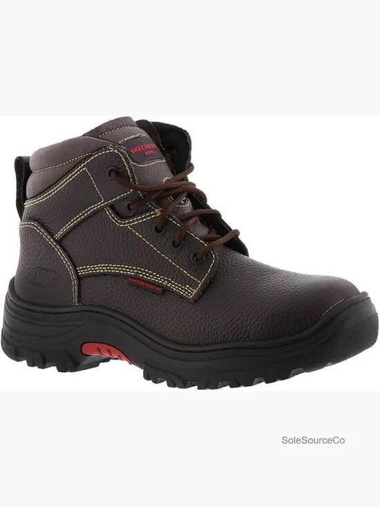 Steel Toe Work Boots Slip Resistant Memory Foam Lace Up Ankle High Leather