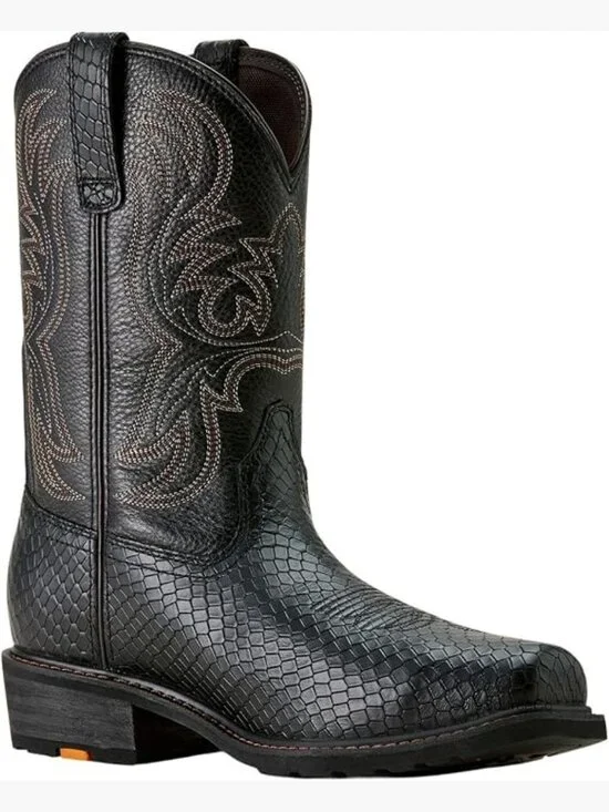 Men's Square Toe Steel Toe Work Boot Calf High Pull-On