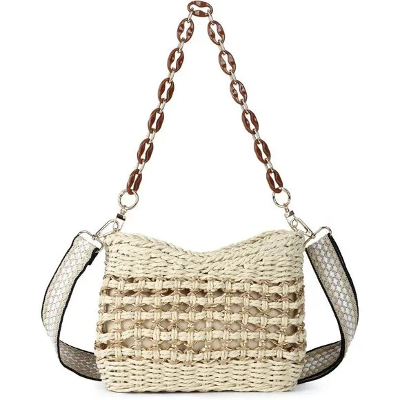 Straw Crossbody Bag Woven Shoulder Bag Beach Handbag Summer Casual Women