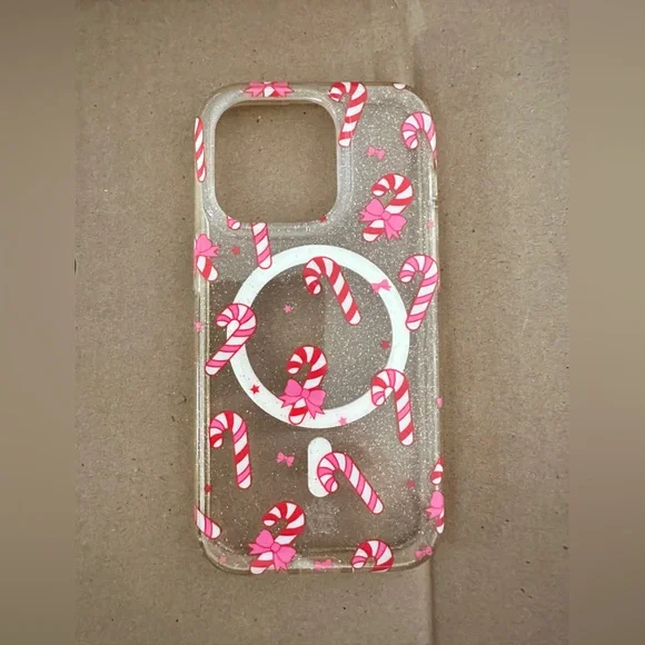 Velvet Caviar Pink & White Candy Cane MagSafe Phone Case - IPhone 14 Pro