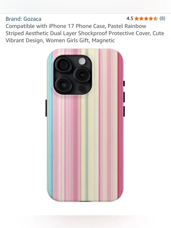 Brand New iPhone 17 Pastel Rainbow Striped Cell Phone Case