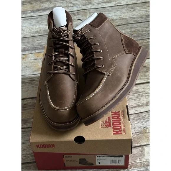 NEW Men's Kodiak Devick Wedge‎ Boot Brown  Saddleback Size 8 M Retail $130