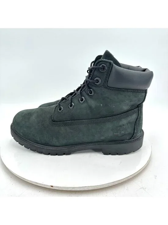 Timberland Premium 6 Kids Men Size 7 12907 Black Nubuck Leather Waterproof Boot