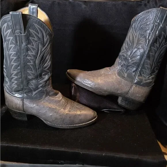 Justin Boots Gray Ostrich Mens 8.5