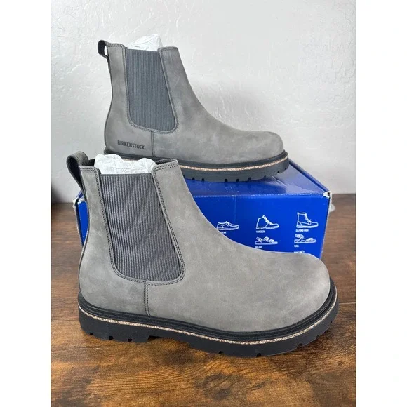 Birkenstock Highwood Slip On Mid Graphite Gray Oiled Leather Boots 41 Regular