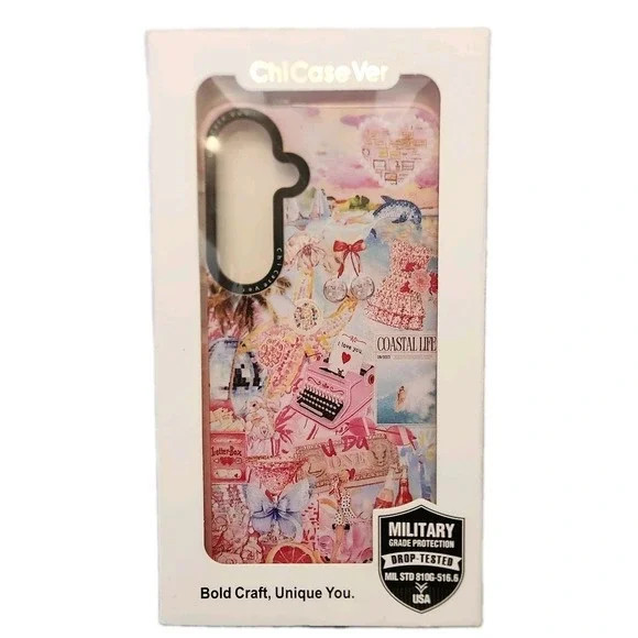 ChiCaseVer Samsung Galaxy S24+ Case Pink Summer Collage Design Military Grade Pr