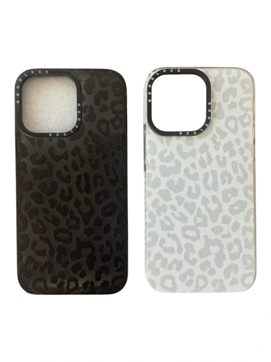 Leopard Print Slim Phone Case - Black & White IPhone 13 Pro